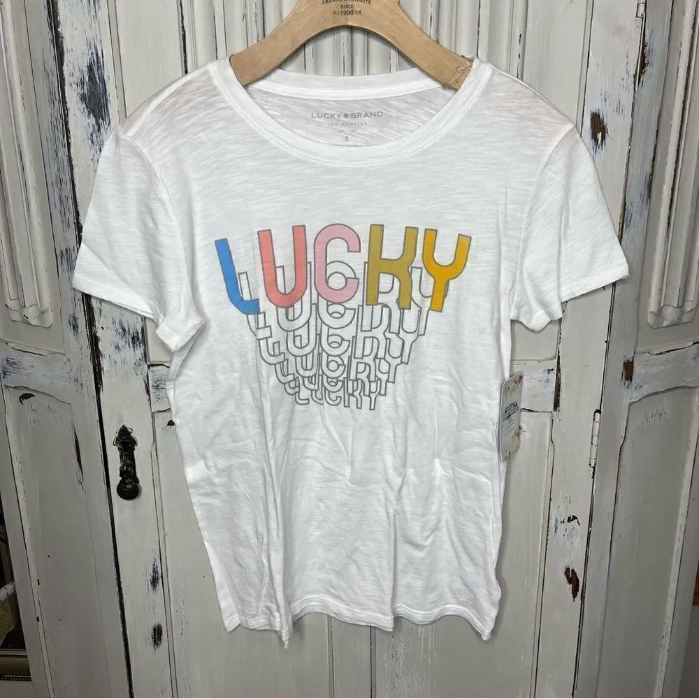 Lucky Brand Lucky Lucky White Tee T-shirt NWT